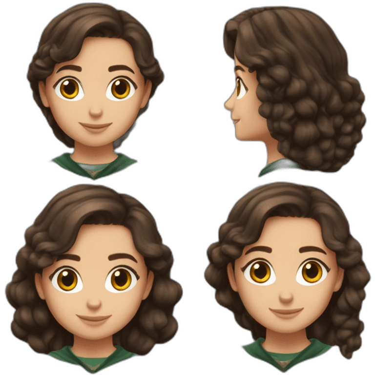 Fille brune aux yeux marron blanche de peau serpentard dans Harry potter emoji