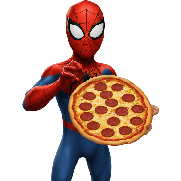 Spiderman qui mange une pizza emoji