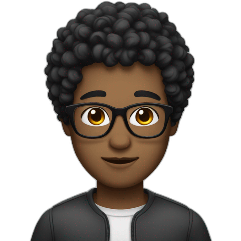 curly short black-haired man wearing square glasses white skin emoji