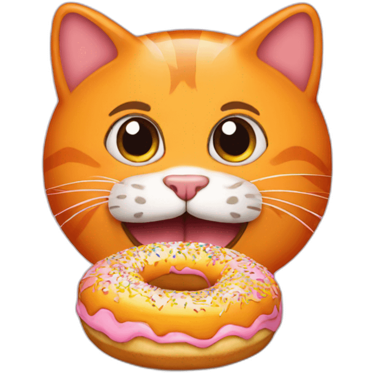 an orange cat eating a donut emoji