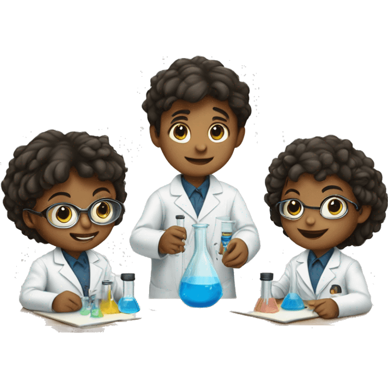 A pair of child scientists in the middle of an experiment (one girl and one boy) emoji