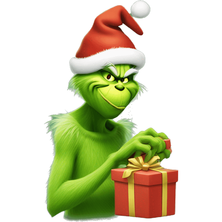 Grinch stealing Christmas gifts emoji