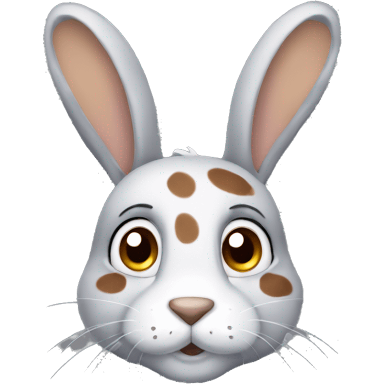 Anthro male bunny rabbit with freckles droopy ears, grey fur with brown spots emoji