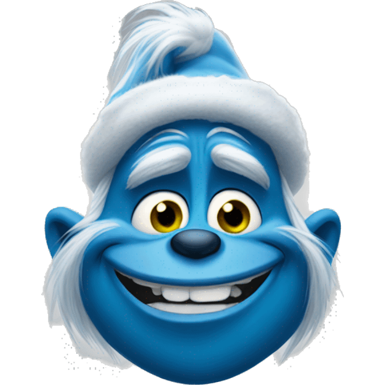 a blue grinch smirking emoji