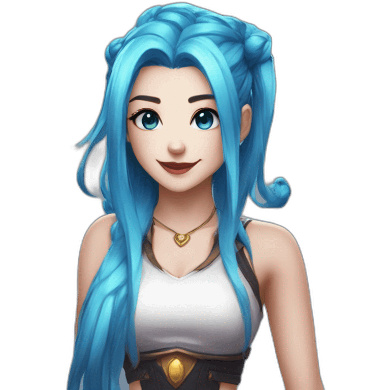 Jinx league of legends arcane blue hair emoji