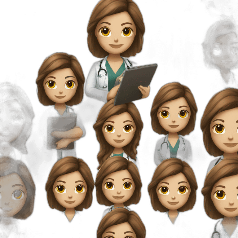 brown hair young female doctor emoji