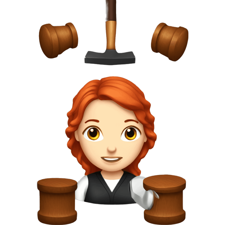 Red hair judge girl with hammer emoji