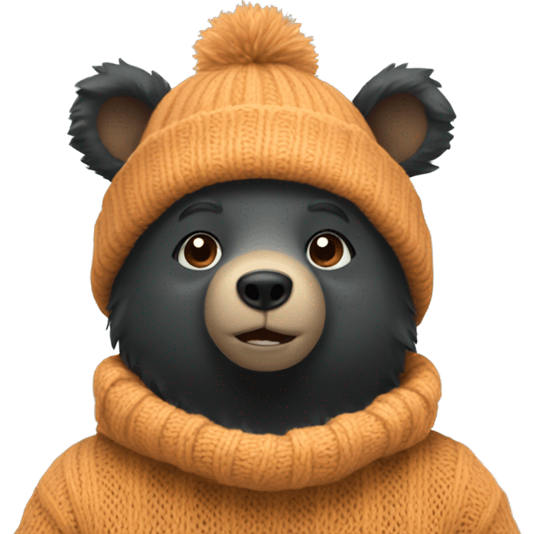 Black bear in a beanie and sweater  emoji