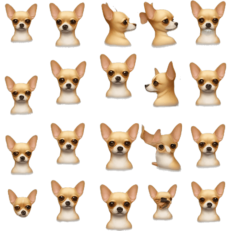 Ginger chihuahua with one right eye with a collar named “ed” emoji