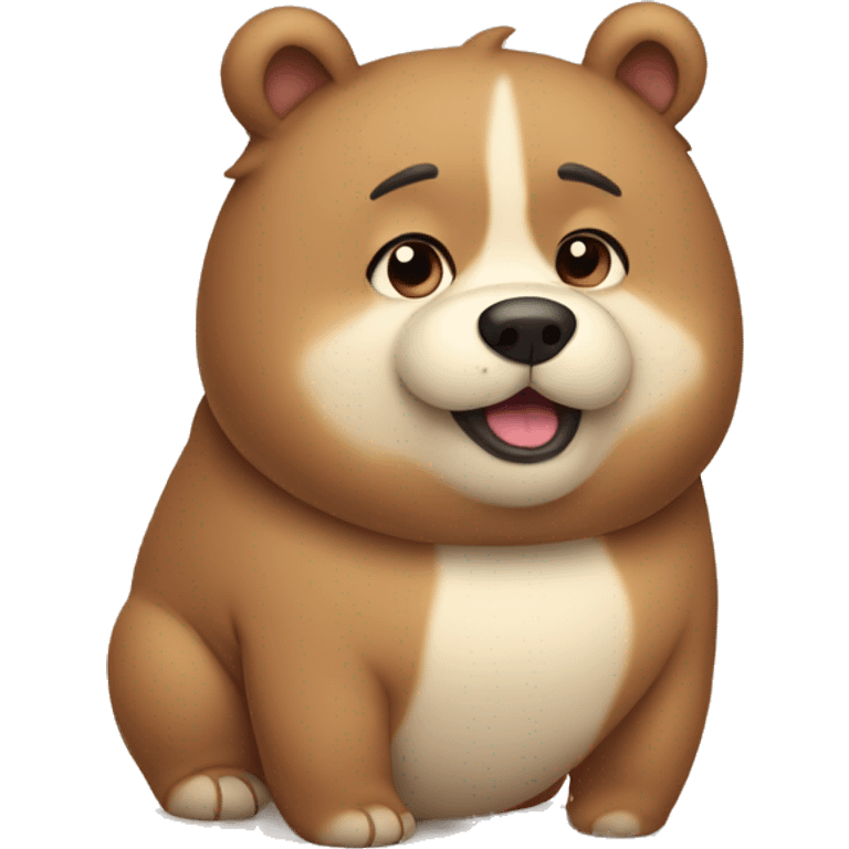 chubby bear dog with a belly emoji