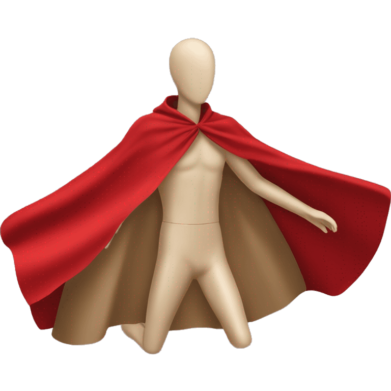 faceless beige mannequin flying red cape emoji