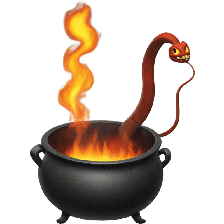 Cauldron with a fire snake that is inside emoji