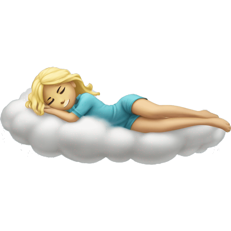 blond girl laying in a cloud emoji