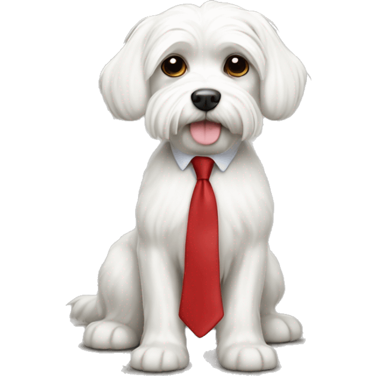 white maltese dog wearing a red tie emoji