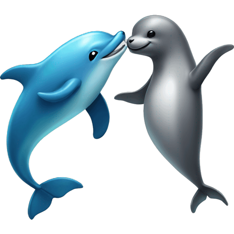 Dancing dolphin and seal emoji