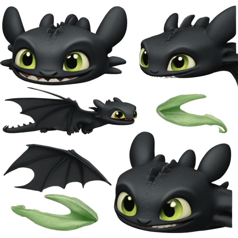 A detailed image of Toothless from How To Train Your Dragon emoji