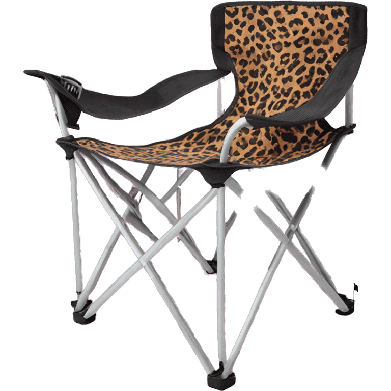 Realistic hot pink and leopard print pattern camping folding chair isolated.  emoji