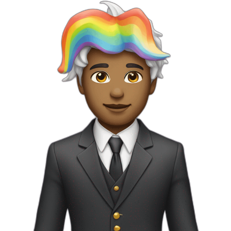 Posh-boy-with-suit-and-rainbow-unicorn-hat emoji