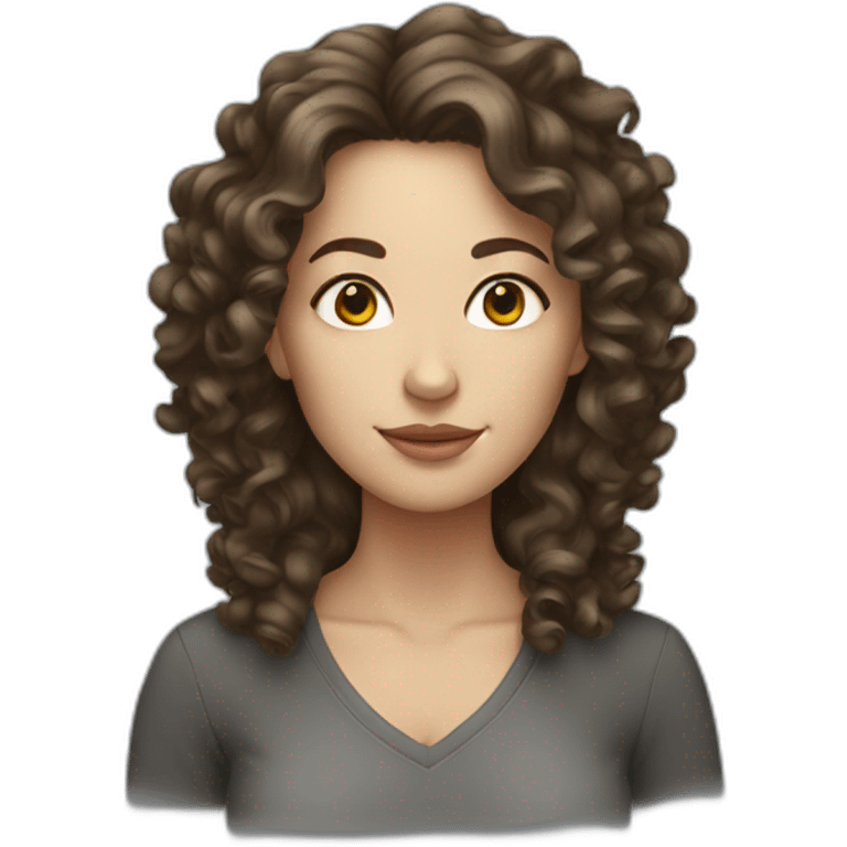 white woman with curly long dark hair emoji