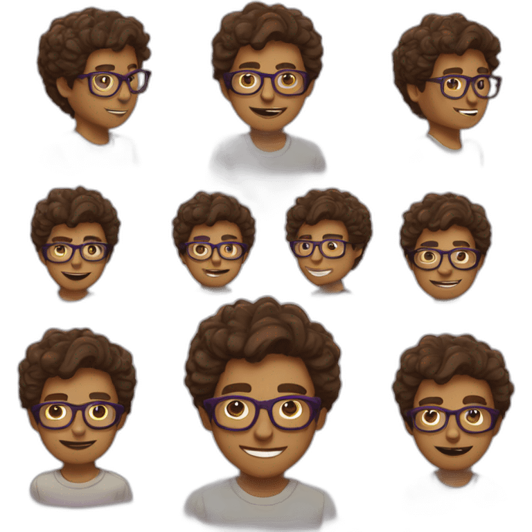 Young brown short wavy haired men with glasses throwing grape emoji