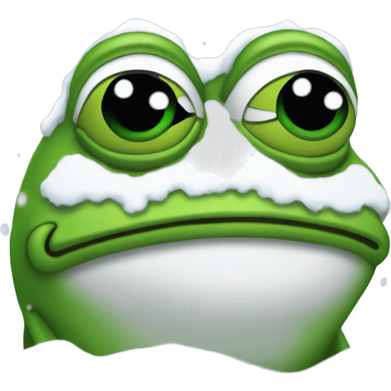 pepe the frog covered in snow emoji