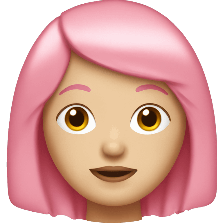 white woman with a pink bob with a fringe emoji