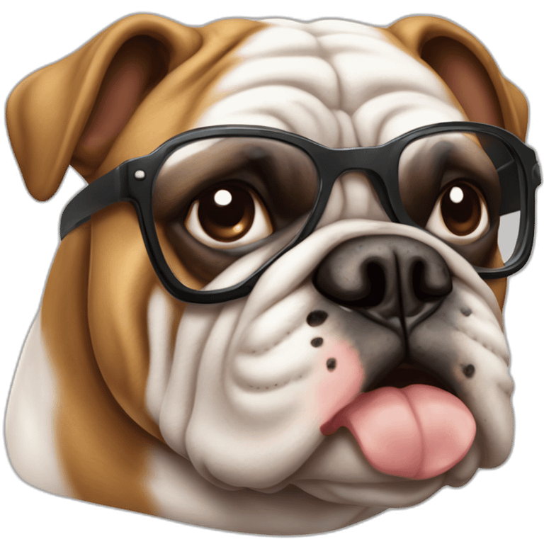 Bulldog francese con pelo Marrone e muso nero con occhiali e sigaro in bocca emoji