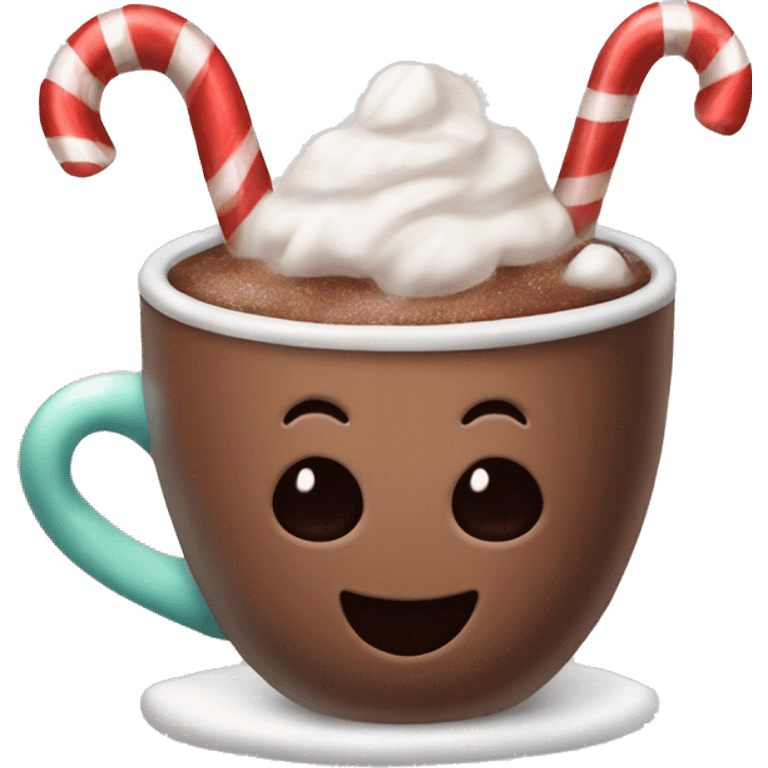 Hot cocoa with candy cane in it emoji