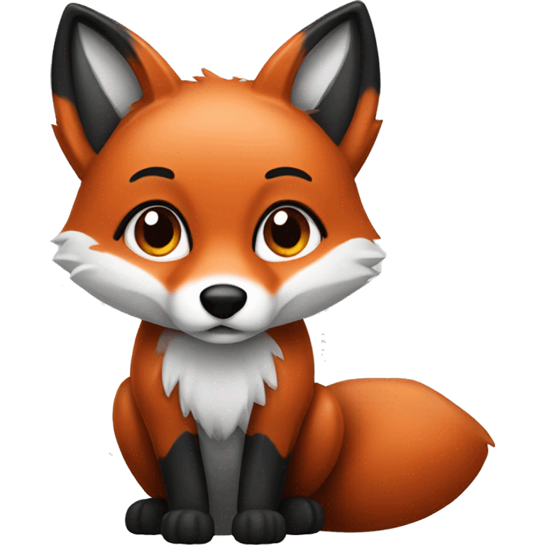 red fox with black and white accents emoji