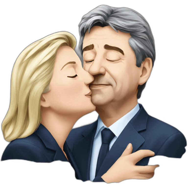 Jean Luc Mélenchon kissing Marine Lepen emoji