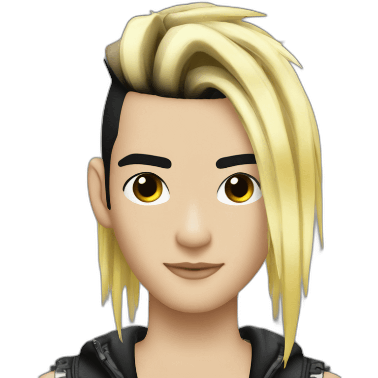 Bill Kaulitz black hair down with blonde highlights emo emoji