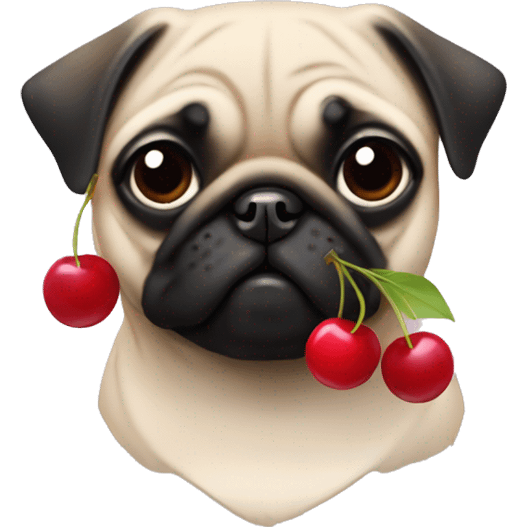 Female pug with cherry earrings  emoji