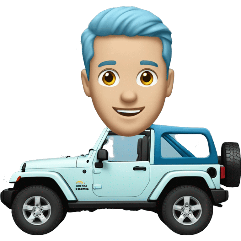 jeep Wrangler in the color light blue  big wheels emoji