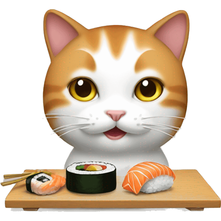 Cat with sushi emoji