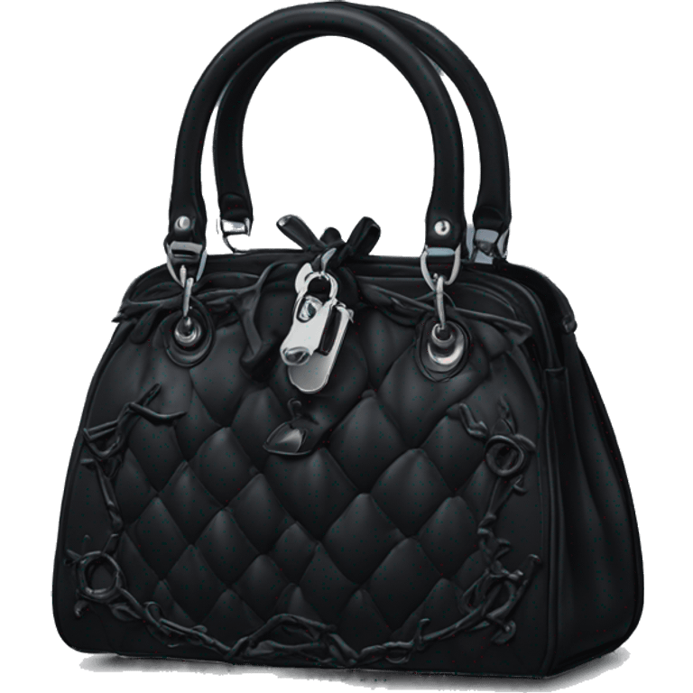 Deep black dior purse with gothic    emoji