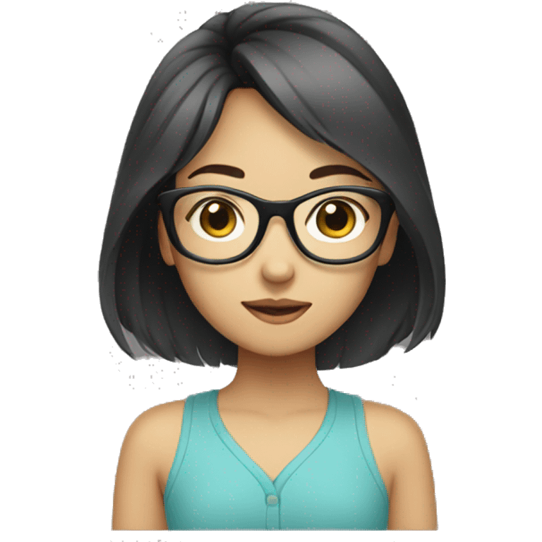 Asian girl wearing glasses  emoji