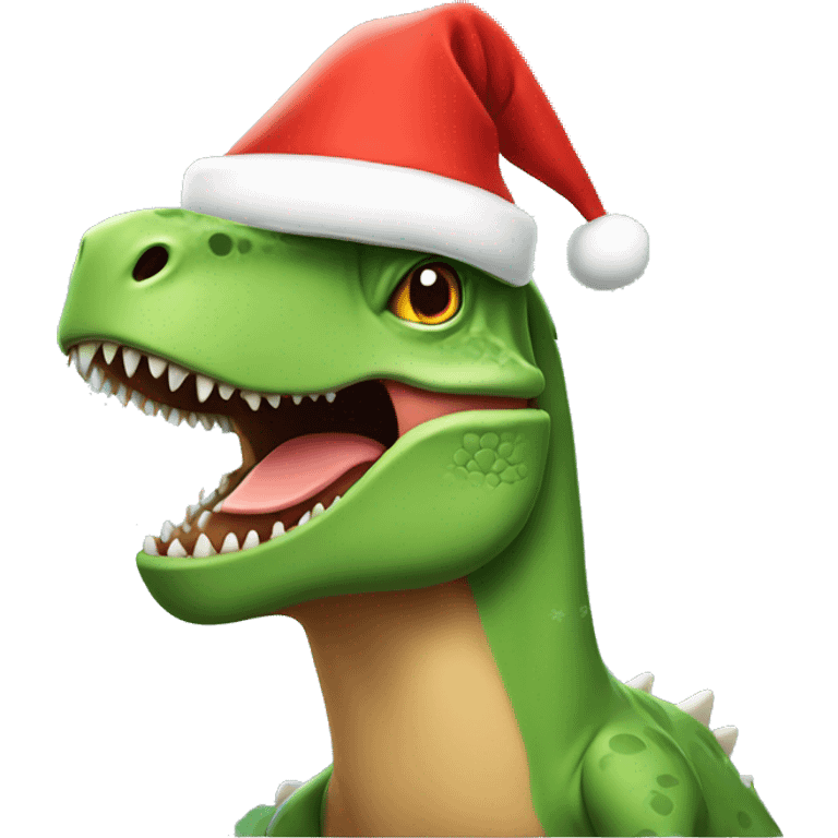 dinosaurus wearing christmas hat emoji