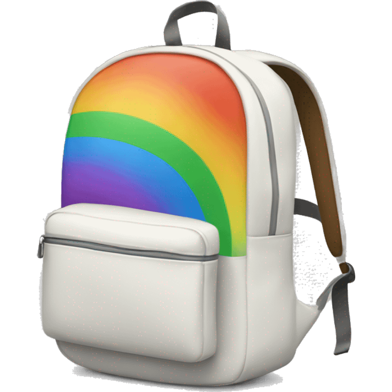 White backpack with rainbow  emoji