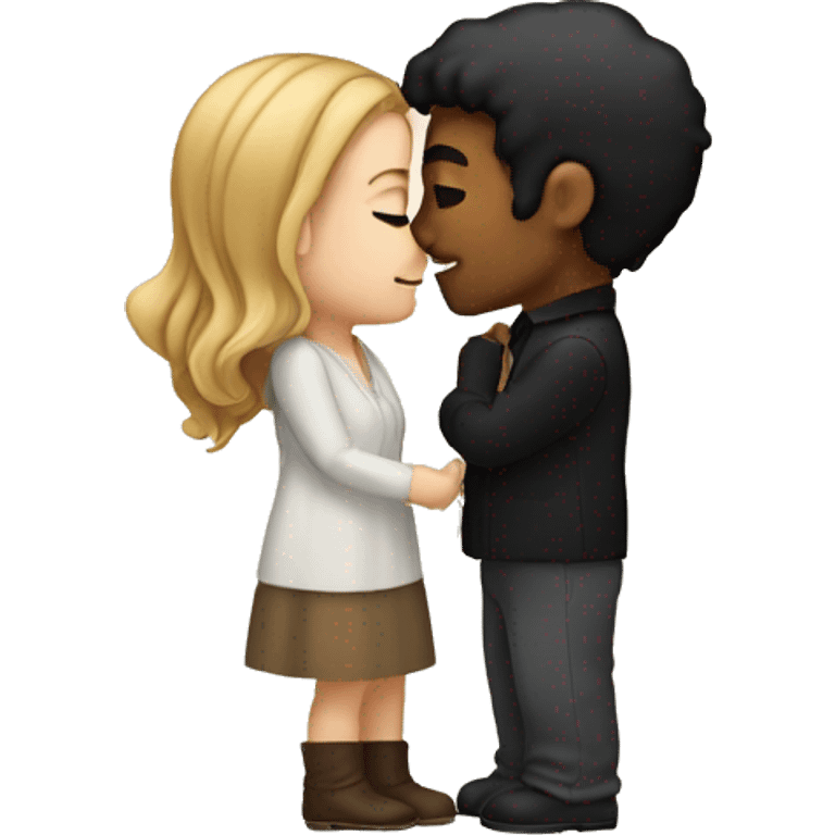 white man with black hair kissing white girl with light brown hair  emoji