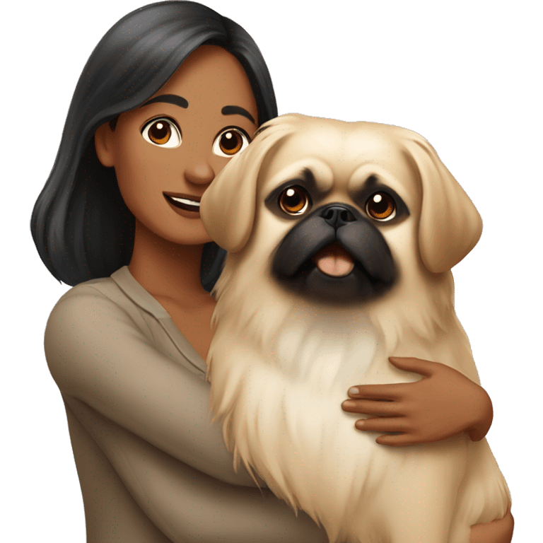 Women with Pekingese emoji