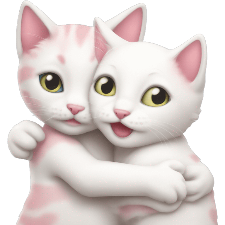 white and pink kitten hugging emoji