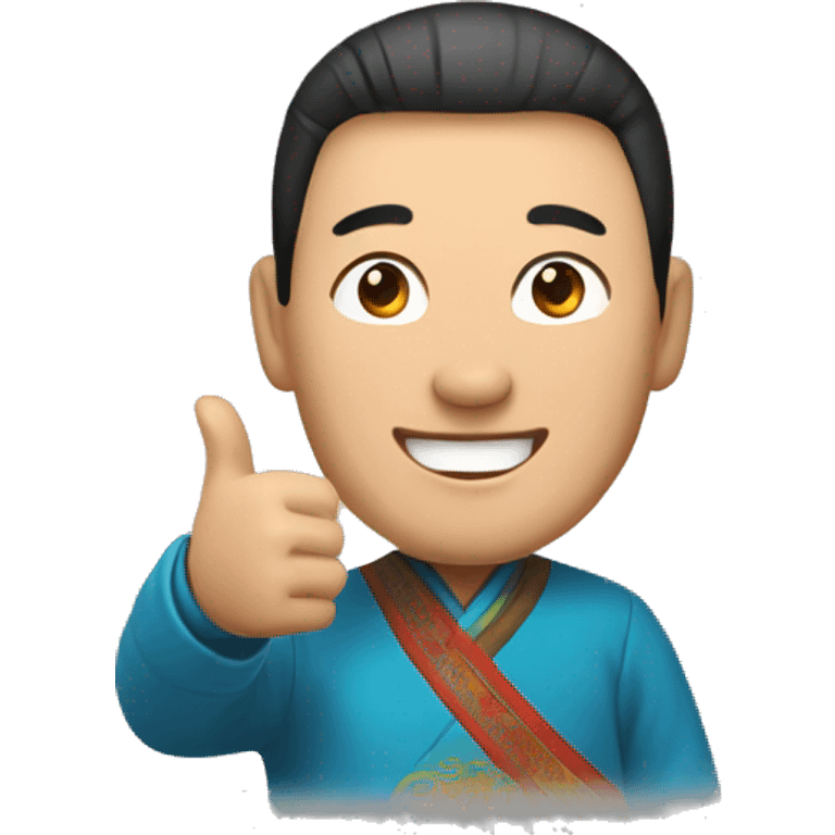 Smiling Mongolian man showing thumbs up  emoji