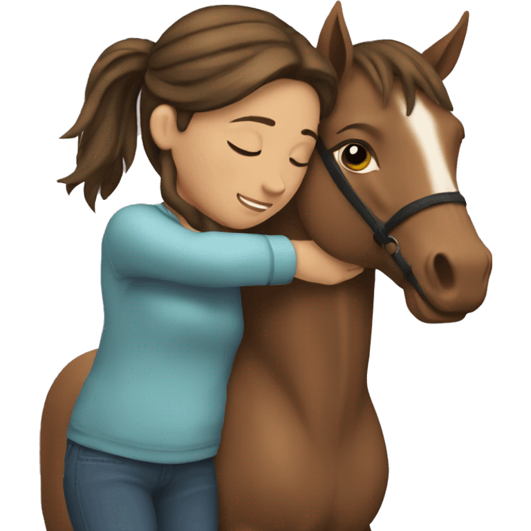 Girl hugging her horse  emoji