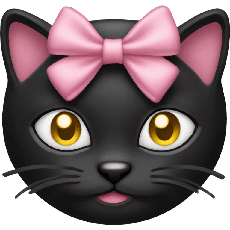 black cat with gold eyes pink bow emoji