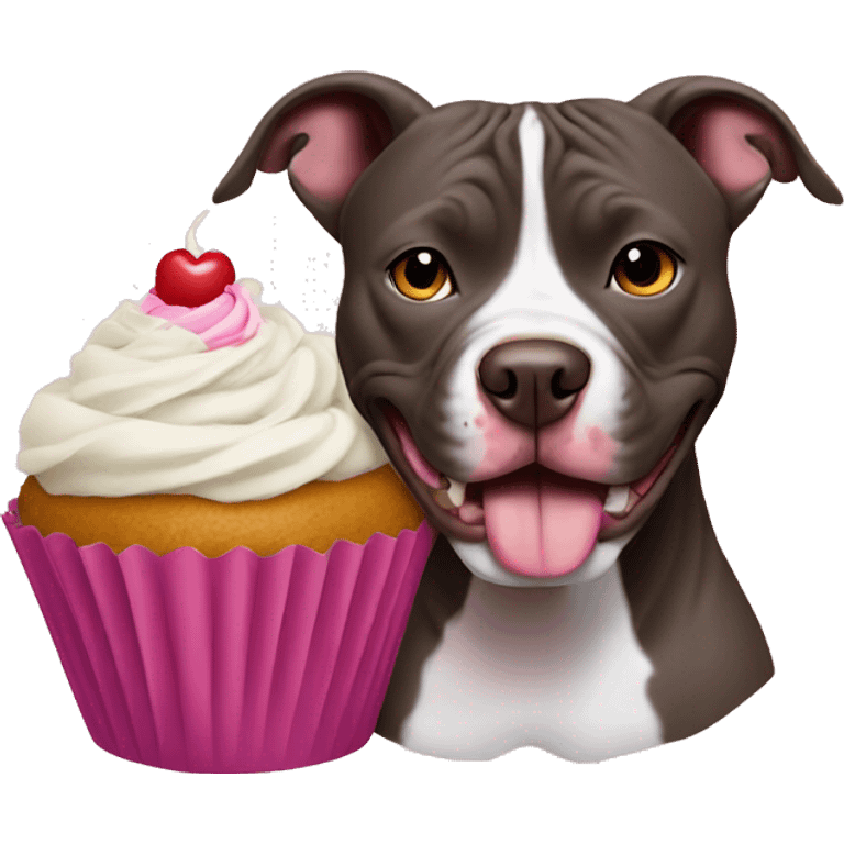 Pitbull eating a cupcake  emoji