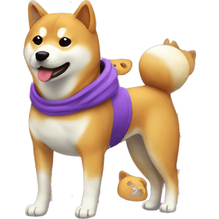 shiba inu with purple hoodie emoji