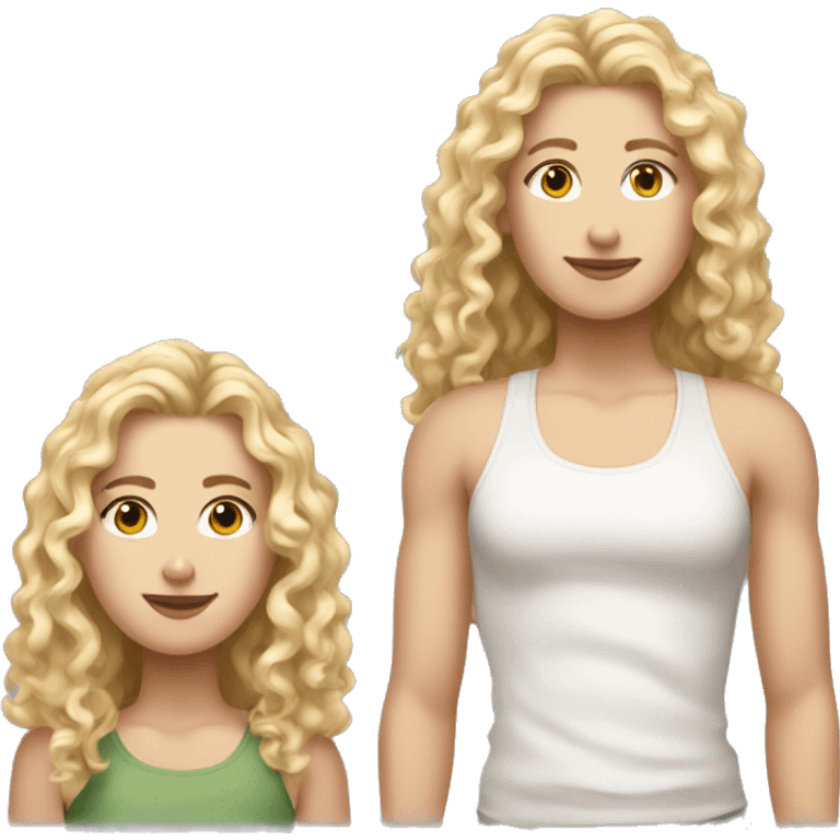 white girl with really curly long blonde hair wearing tank top hair in front emoji