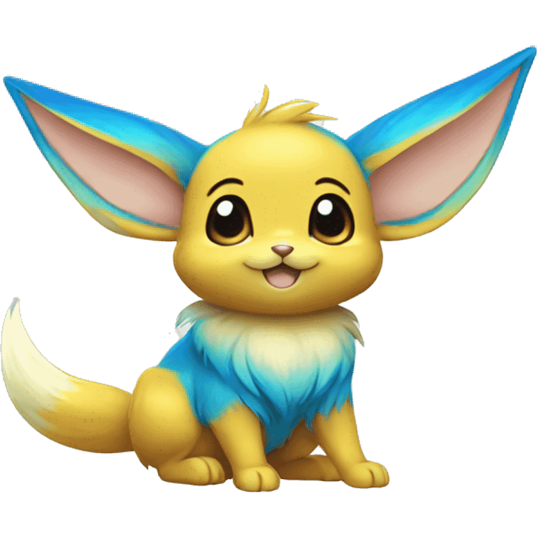 Shiny Colorful Yellow Blue Electric Mouse Eevee emoji