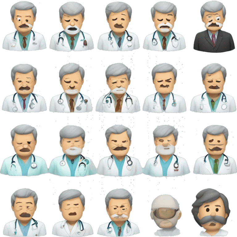 Man 65 years old, Japanese, overweight, with a mustache and a beard, a doctor emoji