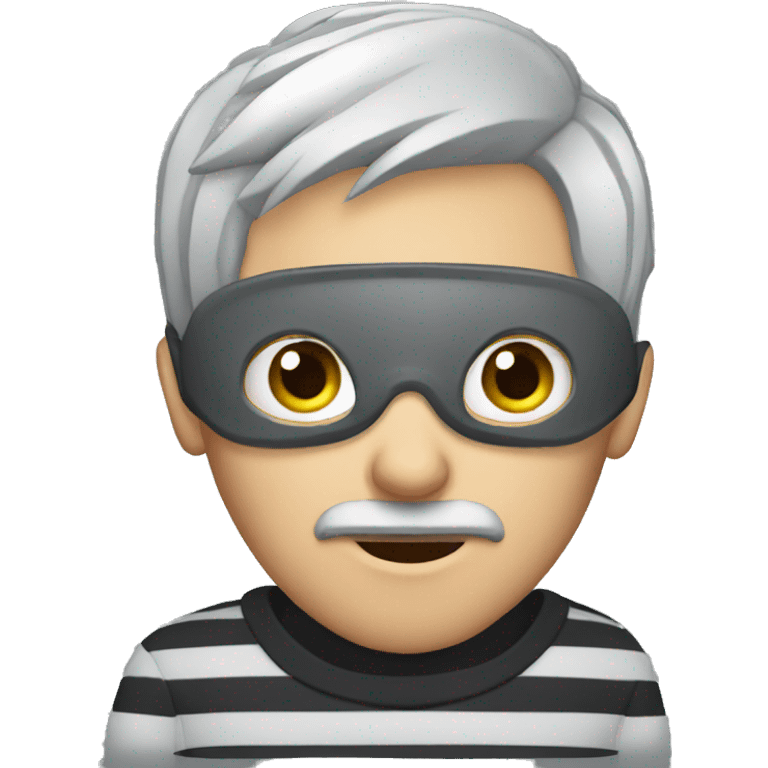 Burglar with eye mask and striped jumper and grey hair emoji